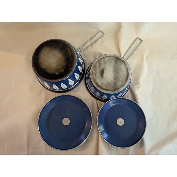 MCM Set of 2 Catherineholm Enamelware Lotus Blue Sauce Pan Lids 2 qt 3 qt - Picture 7 of 7